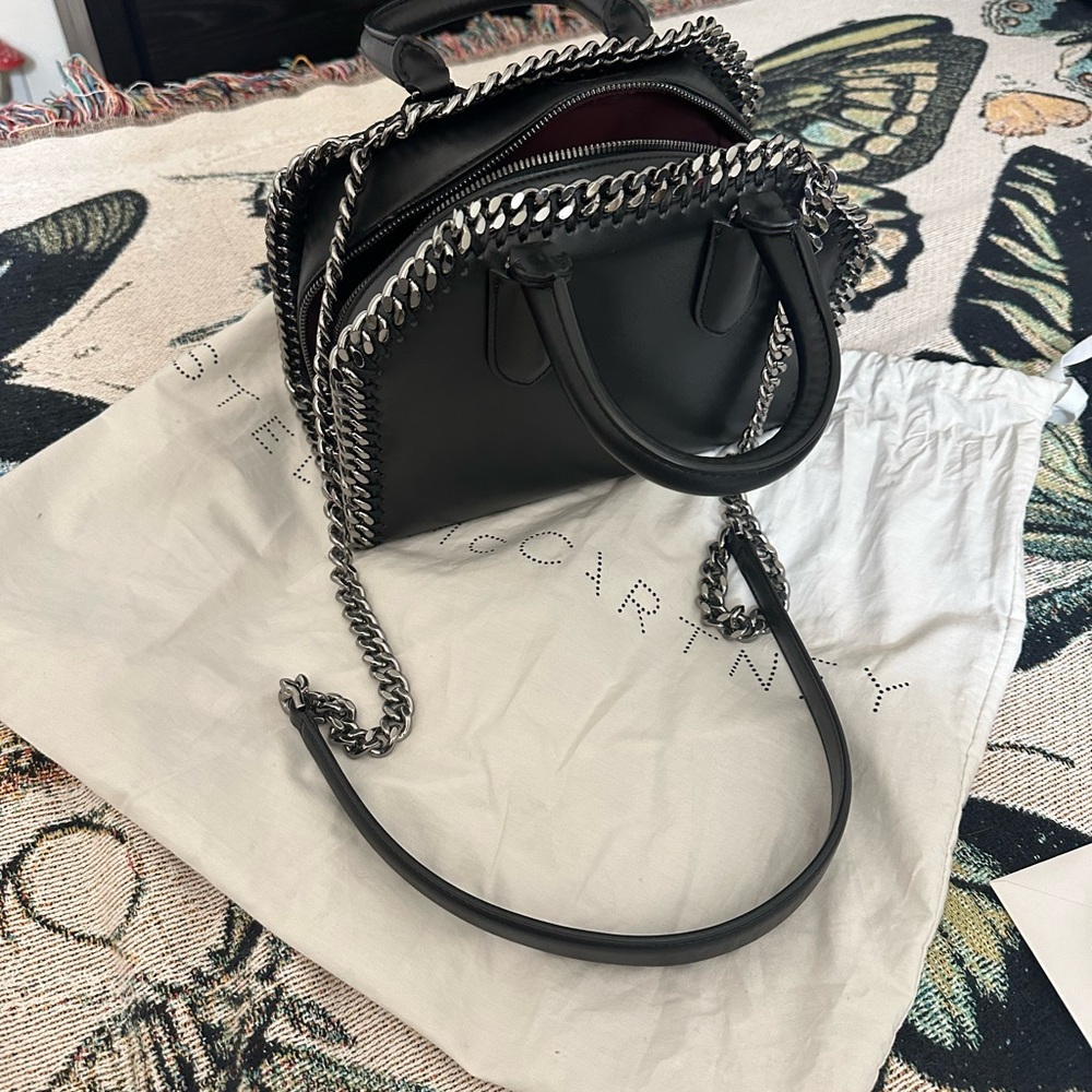 Stella McCartney Black Satchel with Silver Chain Trim - Picture 5 of 7